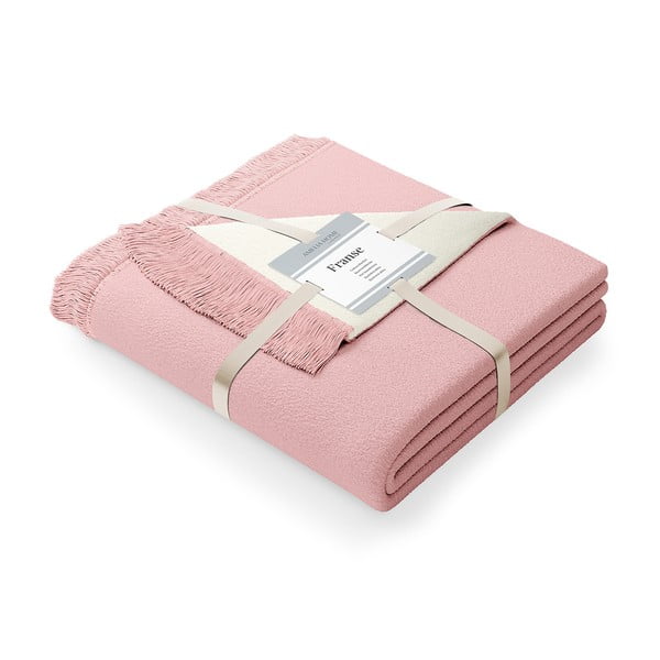 Puuderroosa puuvillasegu tekk , 150 x 200 cm Franse - AmeliaHome-image-2