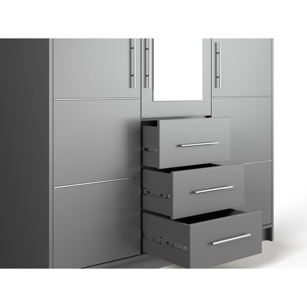 Hall peegliga riidekapp 147x200 cm Derry - Cosmopolitan Design-image-1