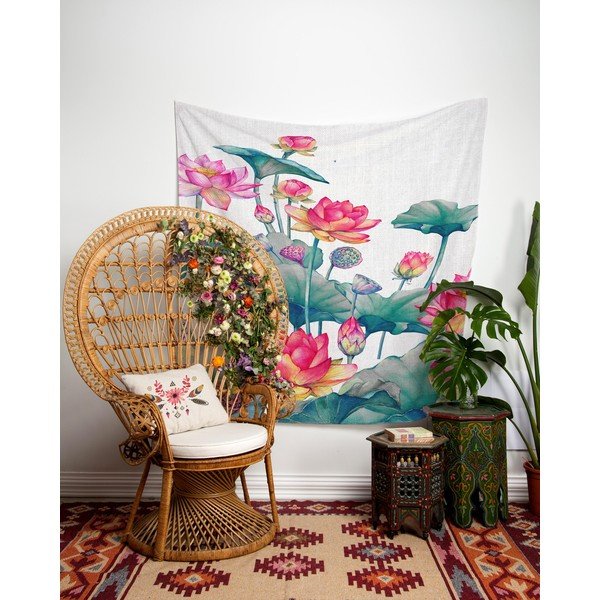 Gobelään 140x140 cm Pink Flowers – Really Nice Things-image-1