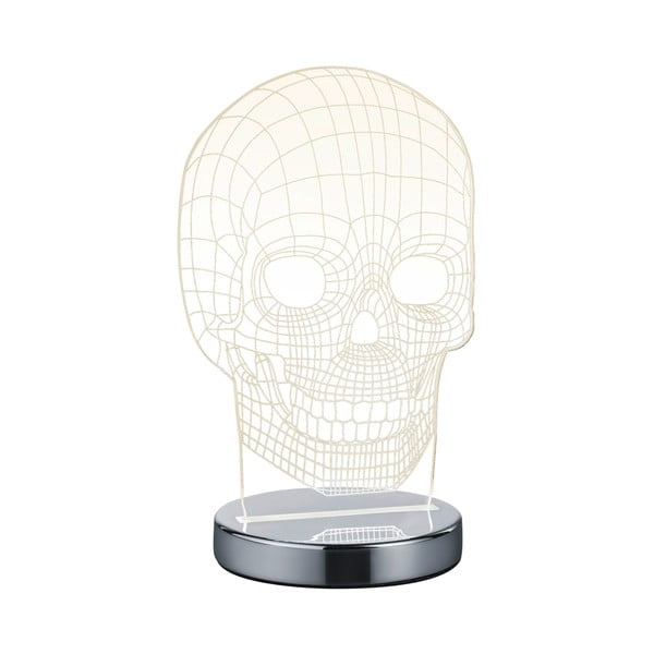 LED laualamp läikiva hõbedase värviga (kõrgus 21 cm) Skull - Trio