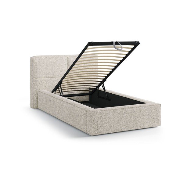 Beež polsterdatud üheinimesevoodi koos panipaiga ja voodipõhjaga 90x200 cm Darren - Micadoni-image-1