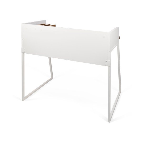 Bílý pracovní stůl s detaily v dekoru ořechového dřeva TemaHome Volga-image-2