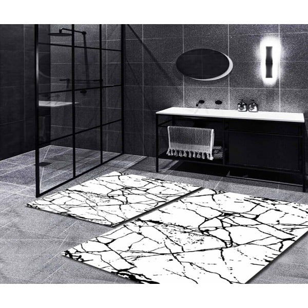Valged-mustad vannitoamatid 2tk komplektis 60x100 cm Marble – Mila Home-image-1