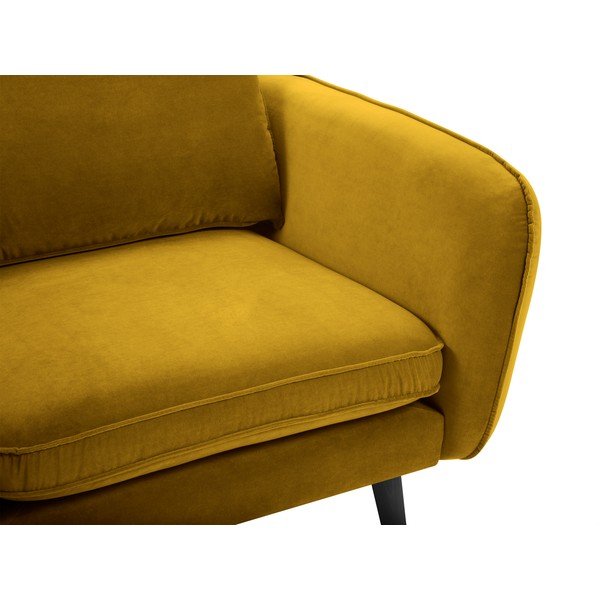 Kollane sametist tugitool mustade jalgadega Lento - Kooko Home-image-3