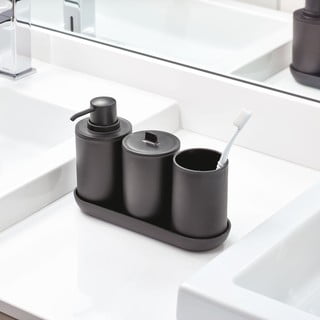 Mustast plastikust vannitoatarvikute komplekt Cade - iDesign