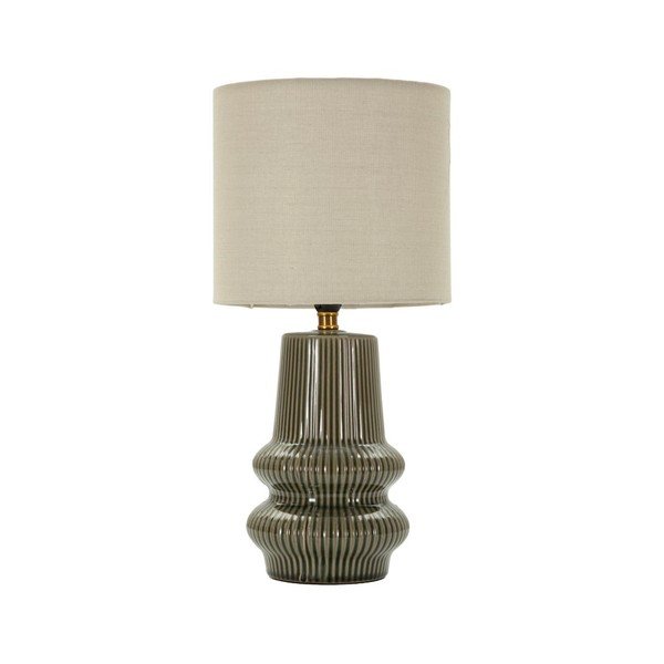 Khaki/kreemikas keraamiline laualamp tekstiilist varjuga (kõrgus 41,5 cm) Harmony - Mauro Ferretti