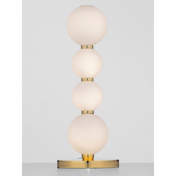 Valge/kuldse värvi metallist LED-laualamp klaasist varjuga (kõrgus 31 cm) Perla - Nova Luce-image-3