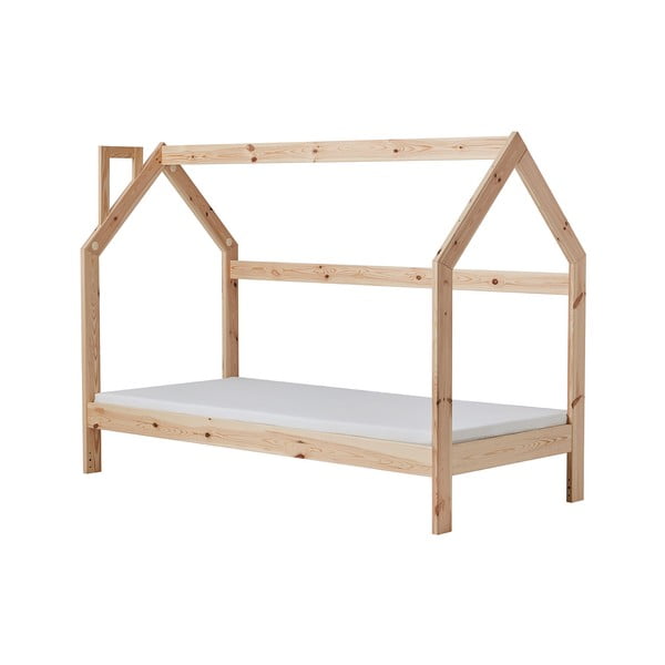 Laste puidust voodi maja kujul , 200 x 90 cm House - Pinio