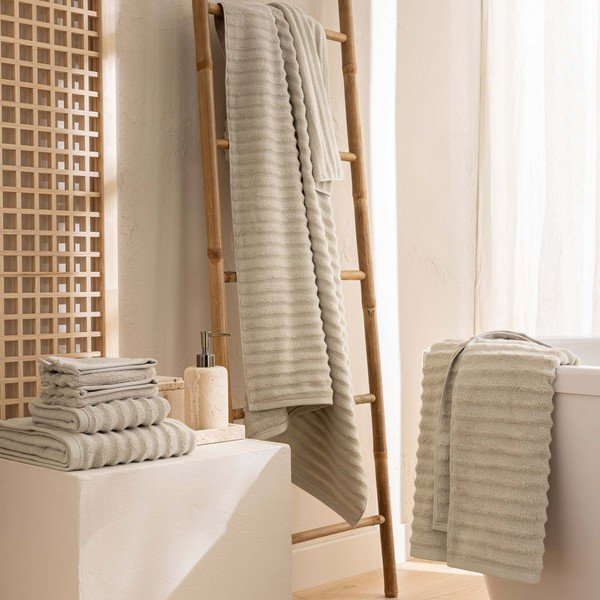 Beež frotee puuvillane rätik 50x90 cm Maya - douceur d'intérieur-image-3