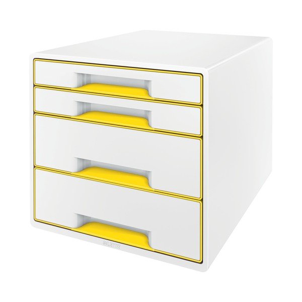 Valge ja kollane sahtlikarp WOW CUBE, 4 sahtlit Cube - Leitz