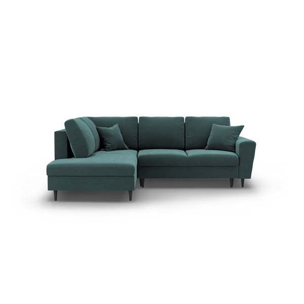 Petrooleumi värvi sametist panipaigaga nurgadiivanvoodi (vasak nurk/"L"-kujuline) Kyoto - Cosmopolitan Design