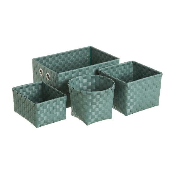 Sada 4 zelených úložných košíků Unimasa