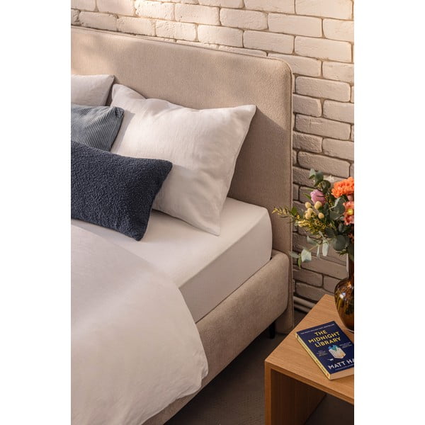 Beež polsterdatud kaheinimesevoodi koos voodipõhjaga 160x200cm Noira Slim - Bonami Selection-image-3