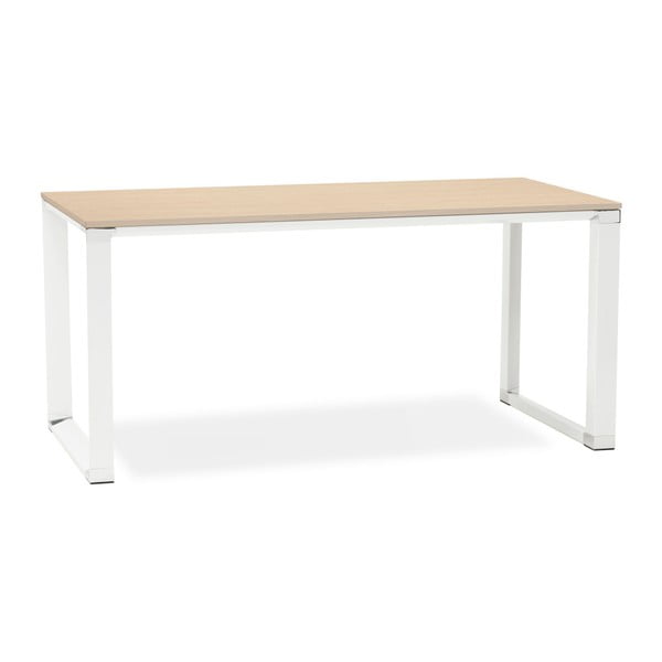 Bílý pracovní stůl s přírodní dřevěnou deskou Kokoon Warmer