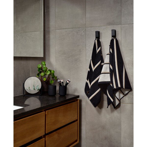 Must/helehall puuvillane rätik 50x100 cm Sauna - Zone-image-2