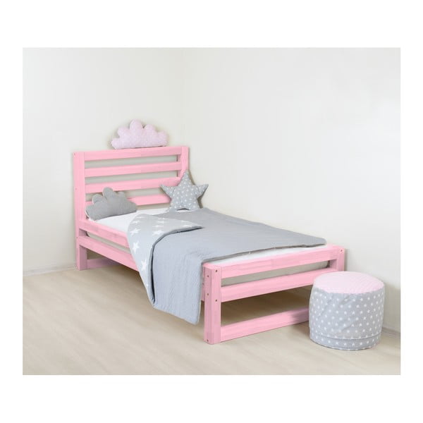 Dětská růžová dřevěná jednolůžková postel Benlemi DeLuxe, 160 x 120 cm