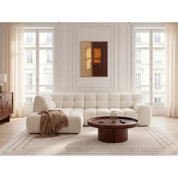 Valge diivanvoodi/elektrilise istmepikendusega nurgadiivan (vasak nurk/L-kujuline) Andre - Bobochic Paris-image-1