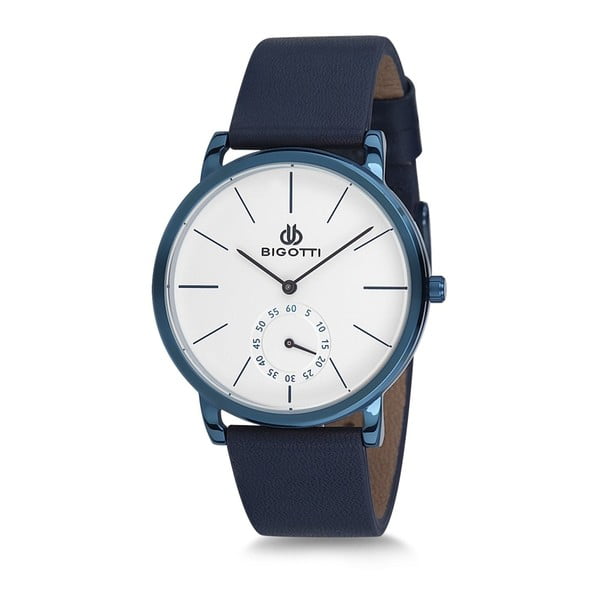 Pánské hodinky s modrým koženým řemínkem Bigotti Milano Wave