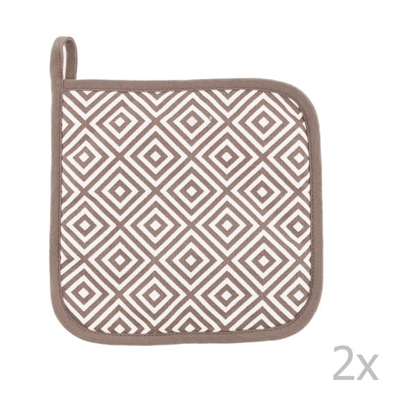2 pruunist puuvillasest potikinnastest valmistatud komplekt Hexagon Tetris Geo - Tiseco Home Studio-image-1