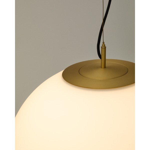 Valge/kuldne ripplamp klaasist varjuga ø 10 cm Brisia - Kave Home-image-3