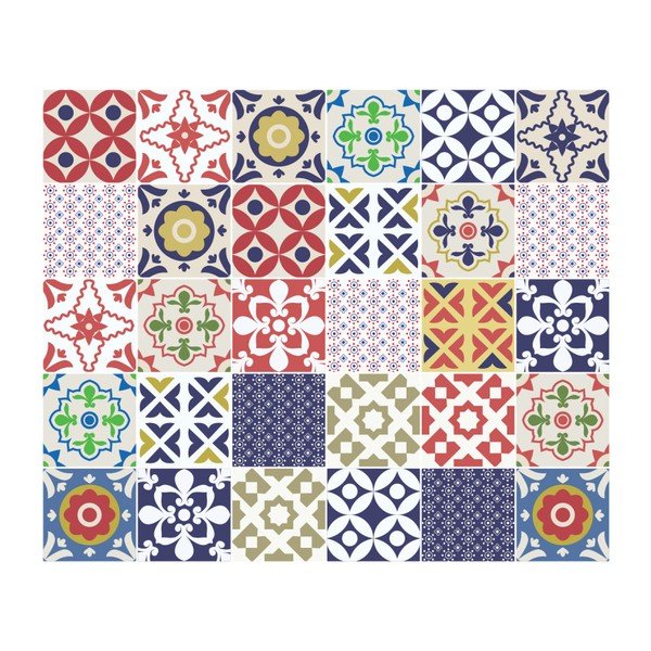 Sada 30 nástěnných samolepek Ambiance Wall Stickers Cement Tiles Azulejos Vinito, 15 x 15 cm-image-2