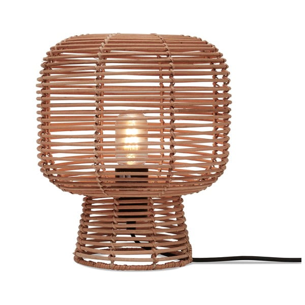 Puiduvärvi rotangist lambivarjuga laualamp (kõrgus 30 cm) Tanami - Good&Mojo