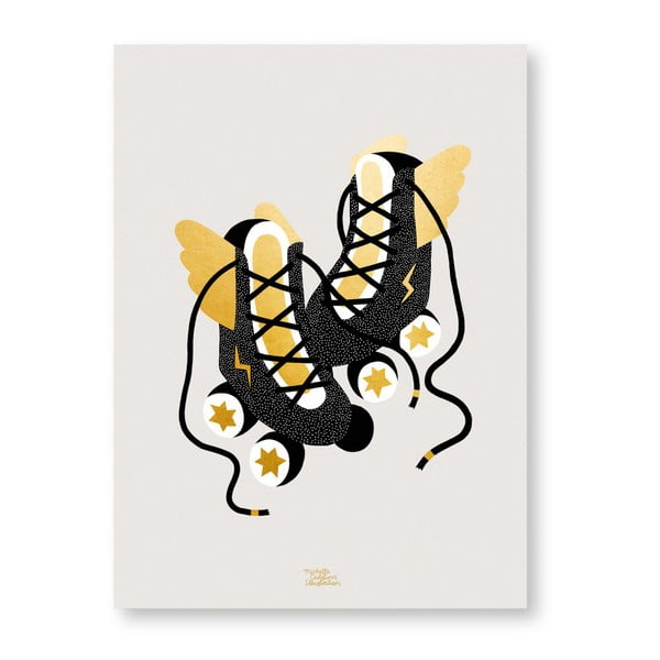 Plakát Michelle Carlslund Gold Roller Skates, 50 x 70 cm