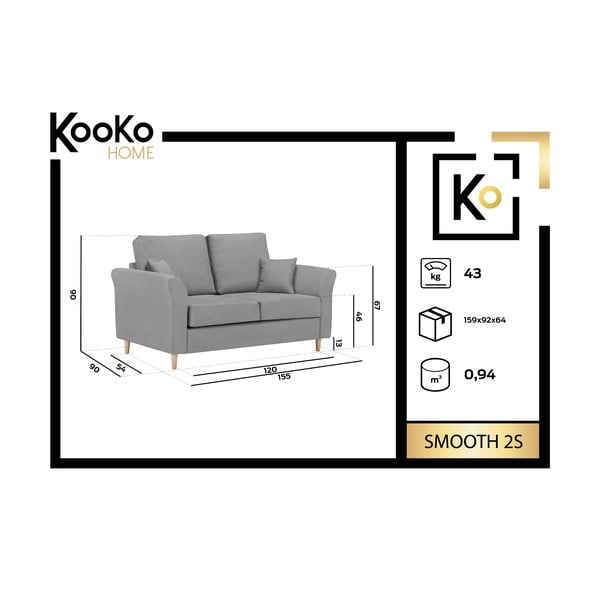 Modrá dvoumístná pohovka Kooko Home Smooth-image-1