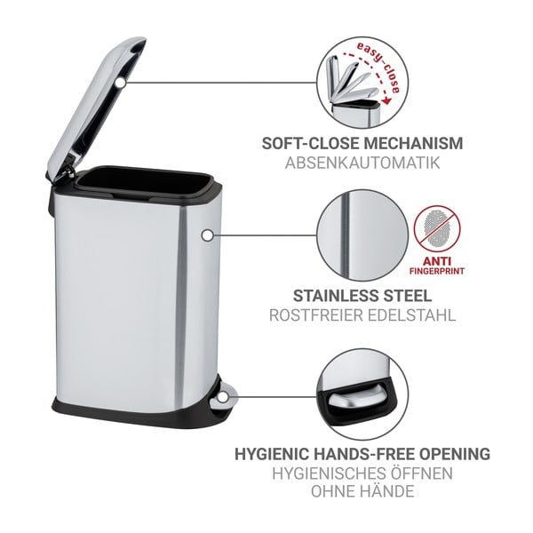 Hõbedane roostevabast terasest prügikast 20 l Design - Wenko-image-4