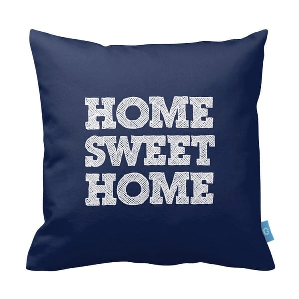Modrý povlak na polštář Home Sweet Home, 43x43 cm