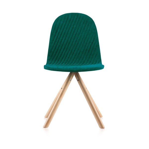 Tyrkysová židle s přírodními nohami Iker Mannequin Stripe