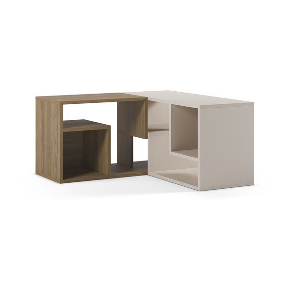 Valge/naturaalne tammepuust nurgateler, 145x45x35 cm - Marckeric