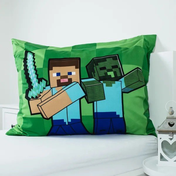 Roheline laste üheinimesevoodipesu mikrokiust 140x200 cm Minecraft Block Stack - Jerry Fabrics-image-3