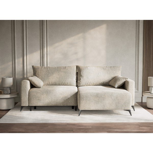 Beež šenilldiivanvoodi/panipaigaga nurgadiivan (parem nurk/diivanvoodiga) Leon - Maison de Rêve-image-1