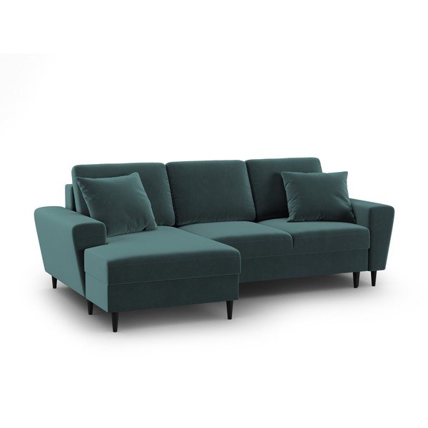 Petrooleumi värvi sametist panipaigaga nurgadiivanvoodi (vasak nurk) Kyoto - Cosmopolitan Design-image-1