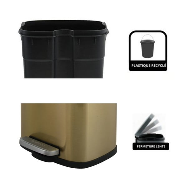 Matt kuldne terasest prügikast 5 l Akira - Spirella-image-3