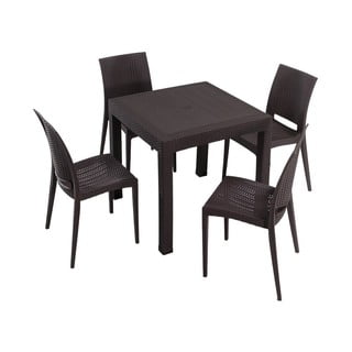 Tumepruun rotangist aia söögimööbli komplekt 4-le Rattan - Floriane Garden