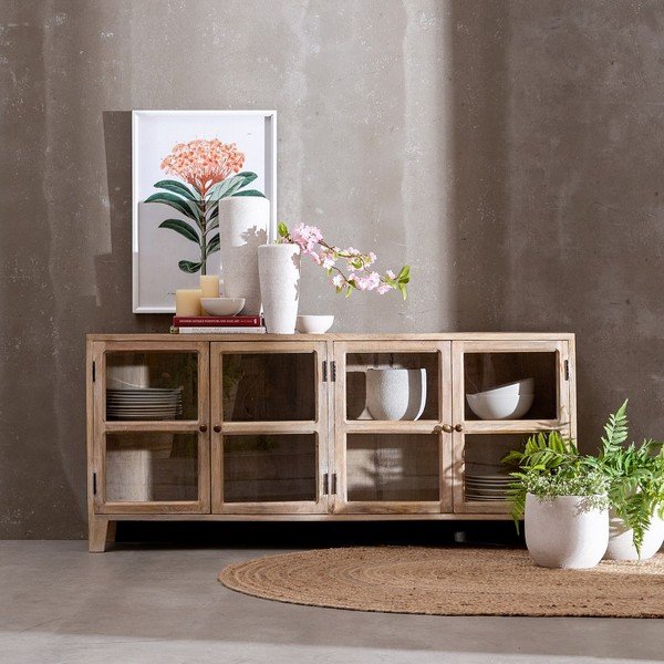 Mangopuidust vitriinkapp 160x71 cm - Ixia-image-1