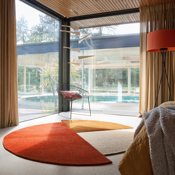 Tellisevärvi käsitsi kootud ümmargune villane vaip ø 200 cm Mia Segment - Flair Rugs-image-1