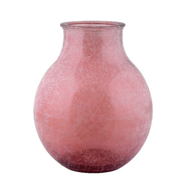 Růžová skleněná váza z recyklovaného skla Ego Dekor Silk, výška 36 cm