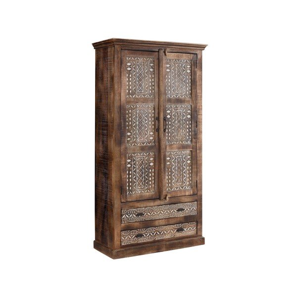 Pruun mangopuust riidekapp 190x45 cm Maneesh - Støraa-image-1