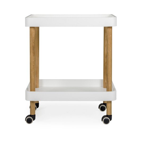 Bílý servírovací vozík na kolečkách Tenzo Wagon Oak-image-3