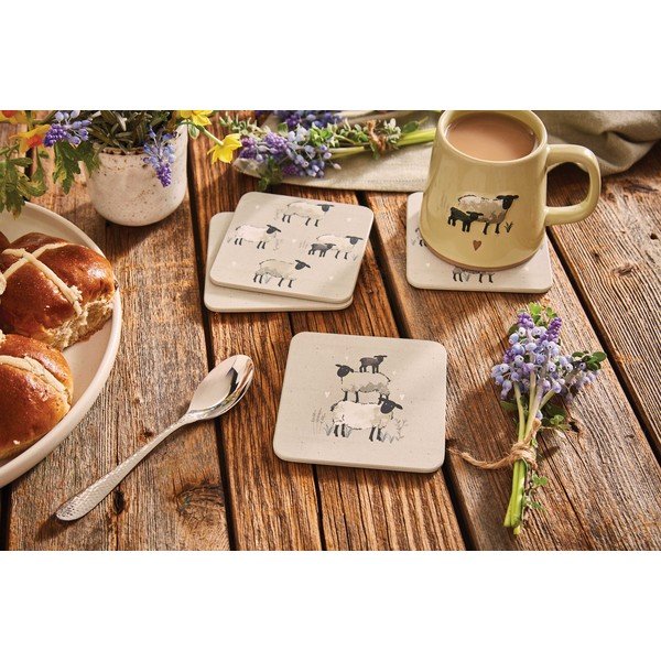 Taupe korgist joogialuste komplekt, 4 tk Highland Sheep - Cooksmart ®-image-1