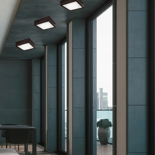 Tumepruun laevalgusti klaasist varjuga 27,5x27,5 cm Quadro - LAMKUR-image-1