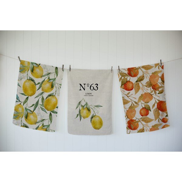 3 teerätiku komplekt, 50 x 70 cm Lemons - Madre Selva-image-1