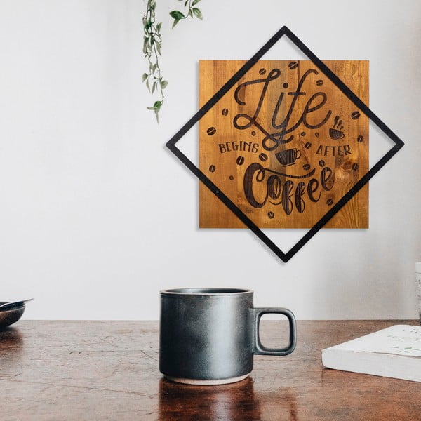 Puidust ja metallist seinakaunistus 54x54 cm Life Begins After Coffee - Wallity-image-2