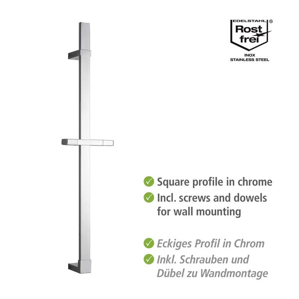 Roostevabast terasest seinale paigaldatav hõbedane duširiba 68 cm Design - Wenko-image-2