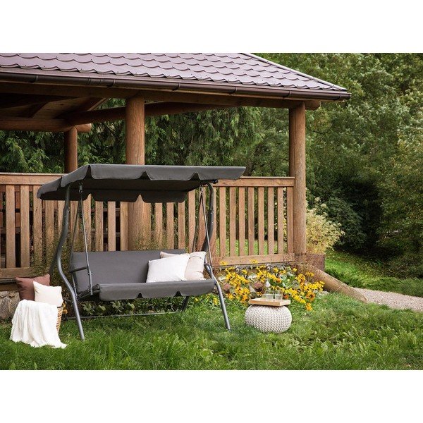 Šedá zahradní třímístná houpačka Monobeli Line-image-1