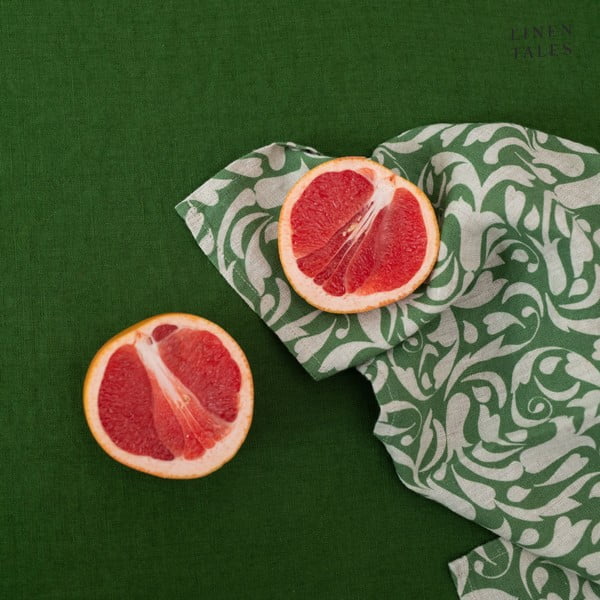 Linane salvrätik 40x40 cm Evergreen Damask - Linen Tales-image-3