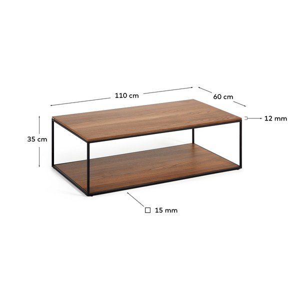 Pähklipuidu spoonist pealispinnaga diivanilaud 60x110 cm Yoana - Kave Home-image-3